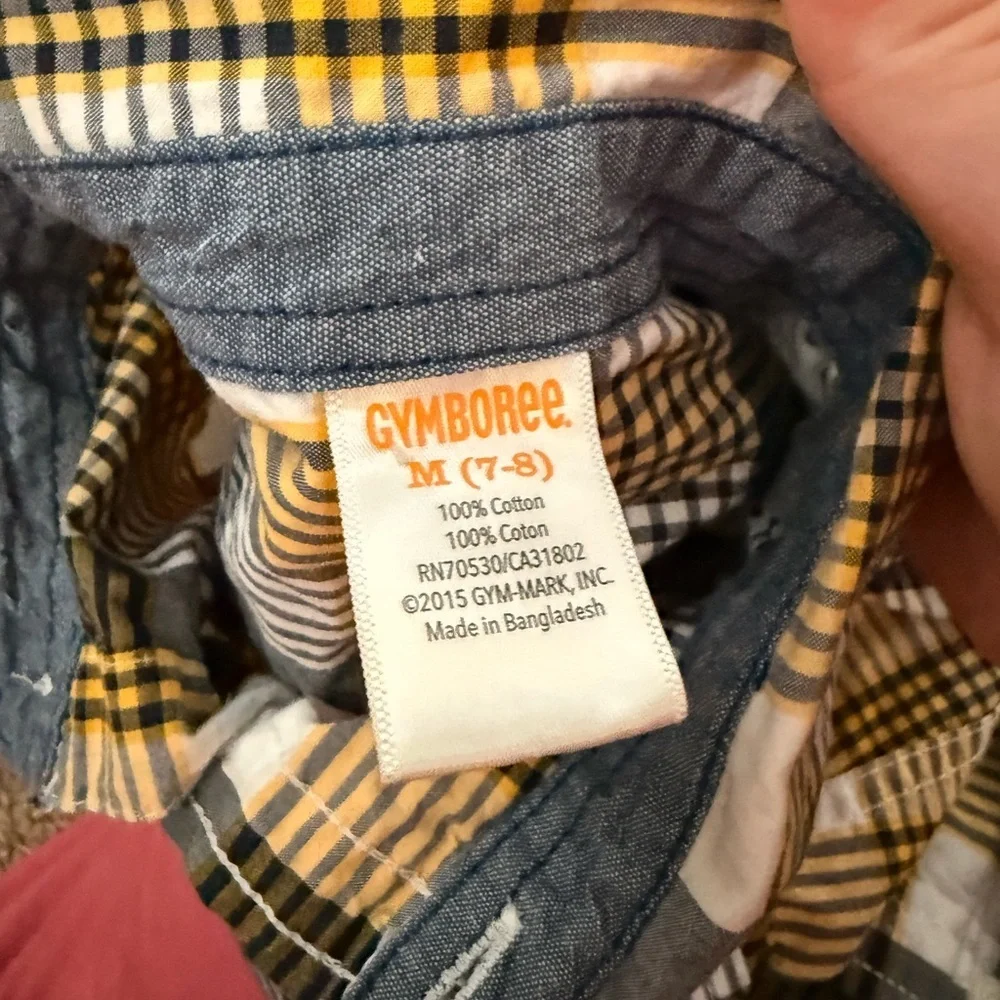 Gymboree Yellow and Navy Plaid Button-Down Shirt
